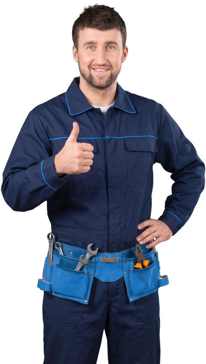 Romain, mécanicien chez Rouen Garage, pouce levé